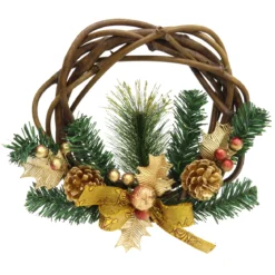 COURONNE NOEL HOUX DORE SAPIN D.25CM