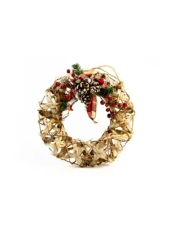 COURONNE ROTIN TRESSE ET RUBAN