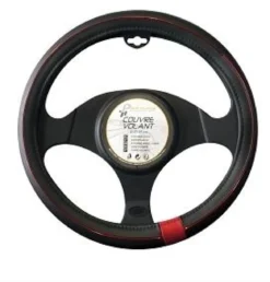 COUVRE VOLANT PVC NOIR ROUGE SPORT  D.37 A 39CM