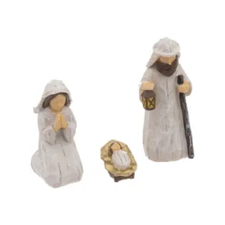 CRECHE DE NOEL SCULPTEE 3 SANTONS 20X19CM