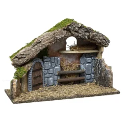CRECHE DE NOEL VIDE BOIS ET RESINE H.24CM