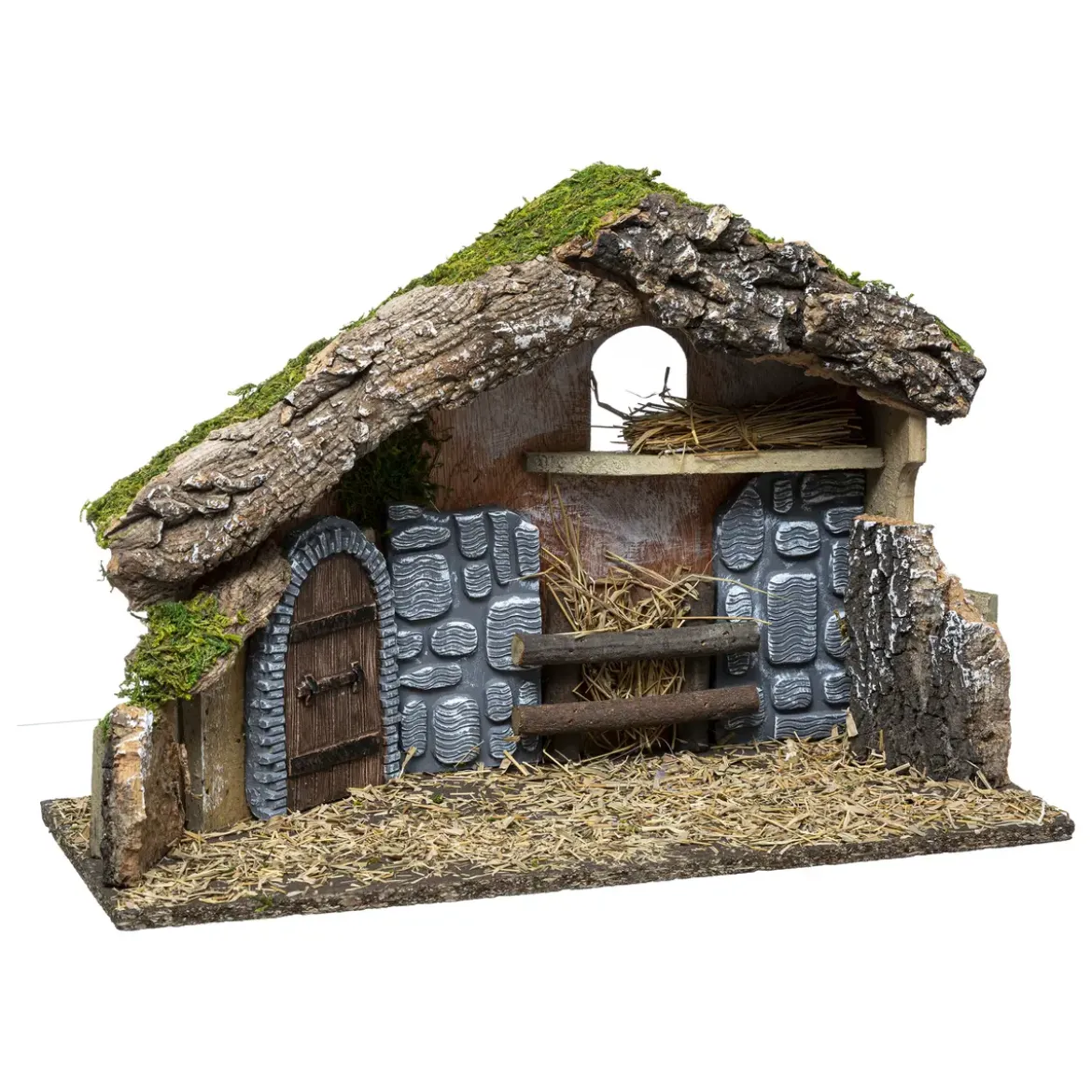 CRECHE DE NOEL VIDE BOIS ET RESINE H.24CM