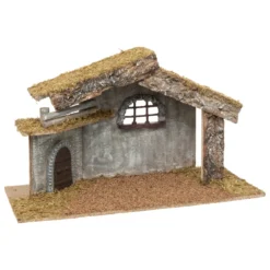 CRECHE DE NOEL VIDE BOIS RESINE H.30CM