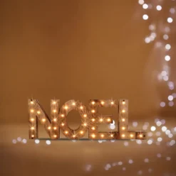 DECO NOEL BOIS 41LED A PILES D.44X3.5X15CM
