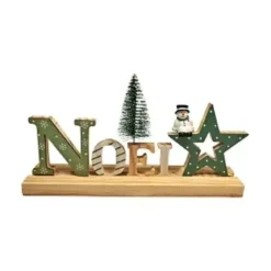DECORATION A POSER NOEL VERT BOIS AVEC SAPIN