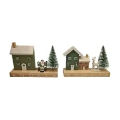 DECORATION NOEL MAISON ENNEIGEE VERT ET BOIS