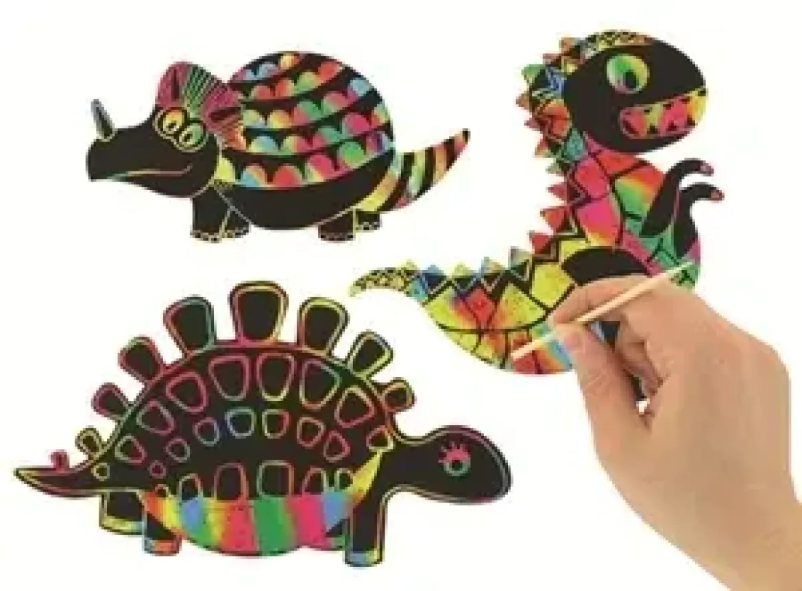 DINOSAURES A GRATTER DE 9 A 16 CM X 5 PCS