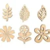 EMBELLISSEMENTS BOIS FLEURS FEUILLES 2.4 A 3.1CM X30 PIECES