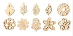 EMBELLISSEMENTS BOIS FLEURS FEUILLES 2.4 A 3.1CM X30 PIECES