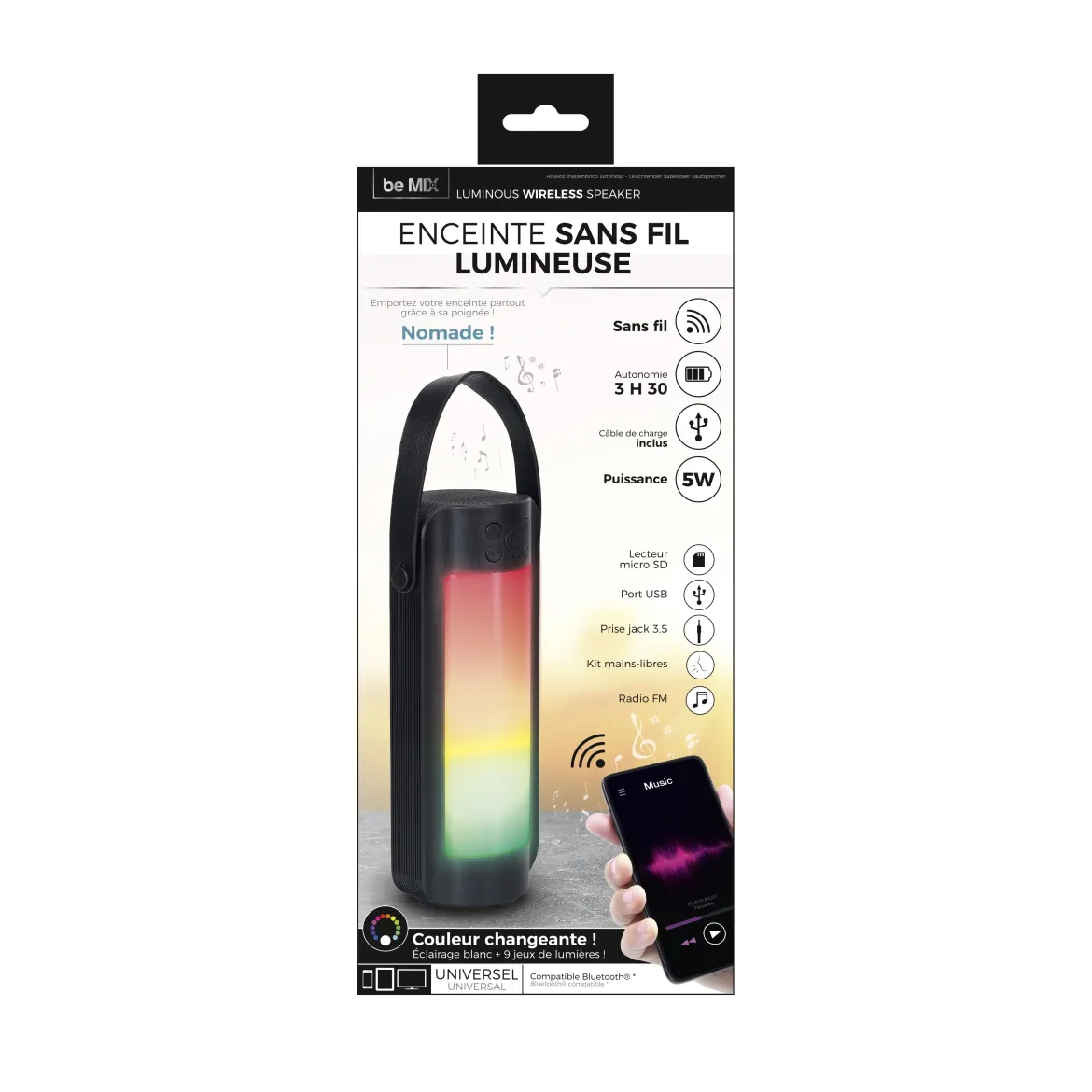 ENCEINTE PORTABLE LED SANS FIL 27.5CM