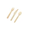 ENSEMBLE COUVERTS BOIS IMPRIME ETOILES OR X18 PIECES
