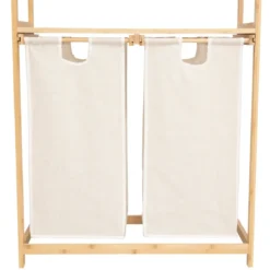 ETAGERE TIDY BOX 2 PANIERS A LINGE BAMBOU BEIGE