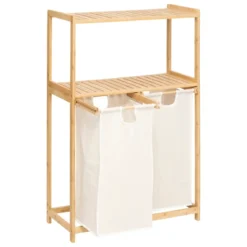 ETAGERE TIDY BOX 2 PANIERS A LINGE BAMBOU BEIGE