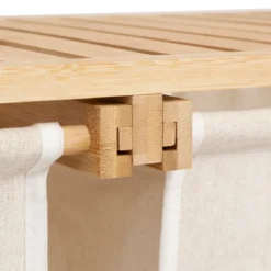 ETAGERE TIDY BOX 2 PANIERS A LINGE BAMBOU BEIGE