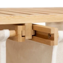ETAGERE TIDY BOX 2 PANIERS A LINGE BAMBOU BEIGE