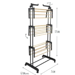 ETENDOIR EFFET BOIS 3 ETAGES 73X64X173CM