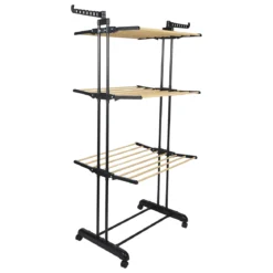 ETENDOIR EFFET BOIS 3 ETAGES 73X64X173CM
