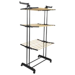 ETENDOIR EFFET BOIS 3 ETAGES 73X64X173CM