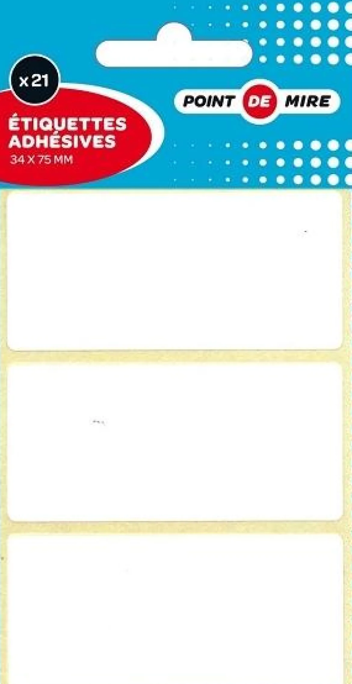 21 ETIQUETTES 34X75MM BLANCHES