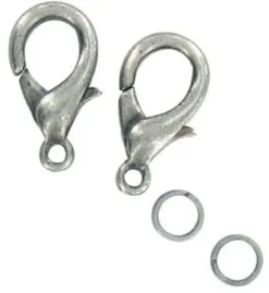 FERMOIRS MOUSQUETON ARGENT 13 MM X 10 PCS