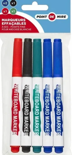 5 FEUTRES EFFACABLES TABLEAU BLANC