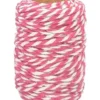 FICELLE COTON BICOLORE FUCHSIA ET BLANC 25MX1.5MM