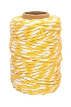 FICELLE COTON BICOLORE JAUNE ET BLANC 25MX1.5MM