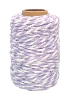 FICELLE COTON BICOLORE MAUVE ET BLANC 25MX1.5MM