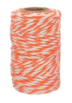 FICELLE COTON BICOLORE ORANGE ET BLANC 25MX1.5MM
