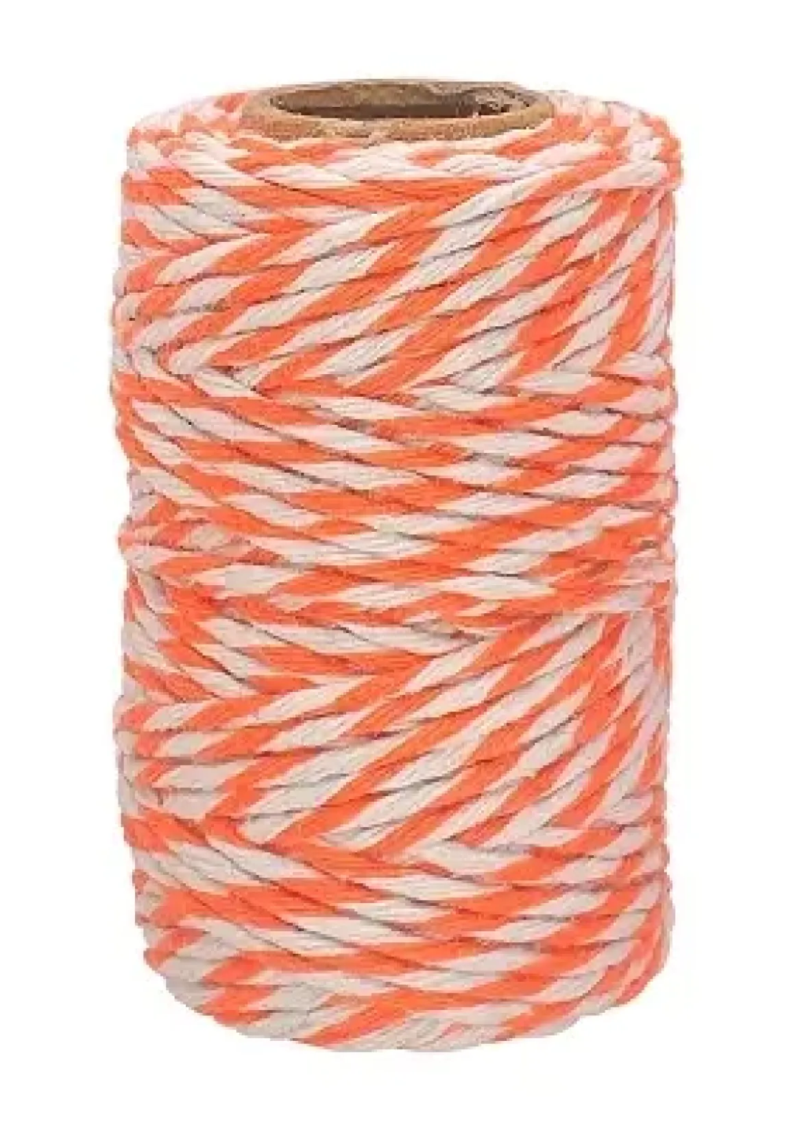 FICELLE COTON BICOLORE ORANGE ET BLANC 25MX1.5MM