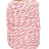 FICELLE COTON BICOLORE ROSE CLAIR ET BLANC 25MX1.5MM