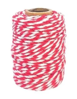 FICELLE COTON BICOLORE ROUGE ET BLANC 25MX1.5MM