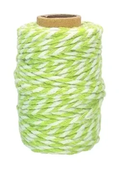 FICELLE COTON BICOLORE VERT CLAIR ET BLANC 25MX1.5MM
