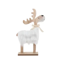 FIGURINE RENNE BLANC IMITATION FOURRURE 15.5X25CM