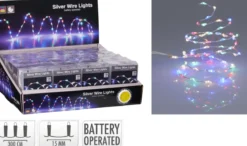FIL ARGENT LUMIERES 198 LED PILES
