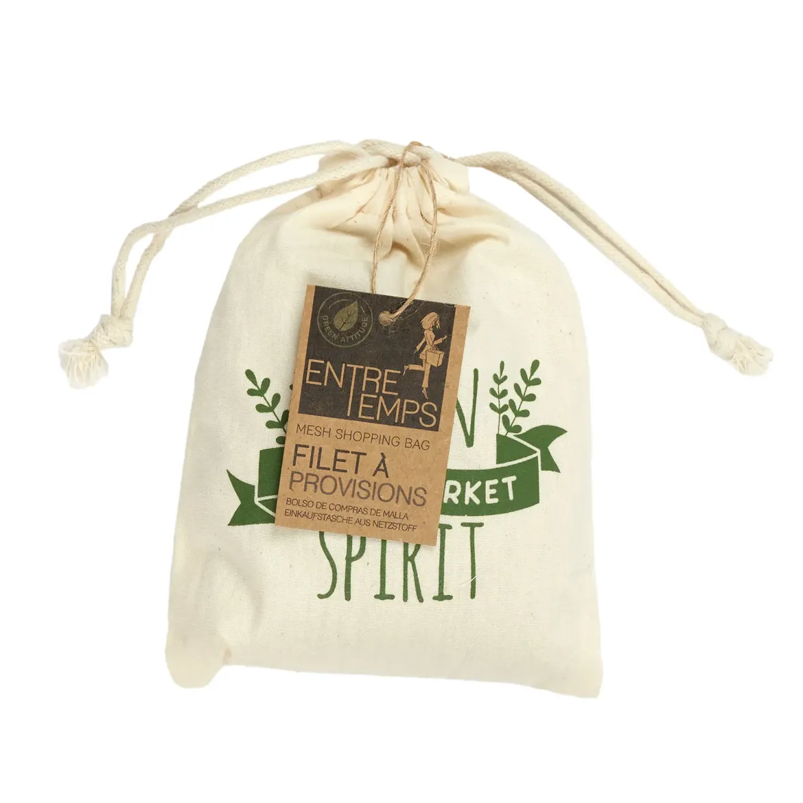 FILET A PROVISION AVEC POCHON COTON 36X35CM