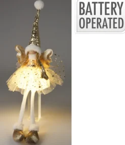 FILLE ANGE LED H.60CM DORE