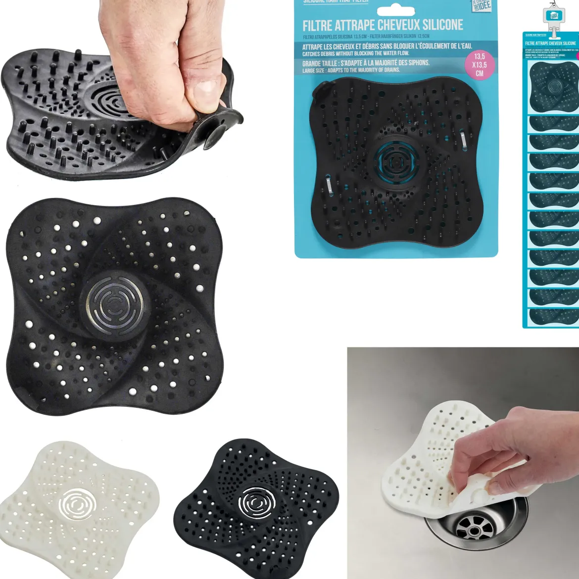 FILTRE ATTRAPE CHEVEUX SILICONE 13.5CM