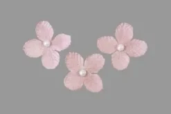 FLEUR EN TOILE AVEC PERLE X12 PIECES ROSE