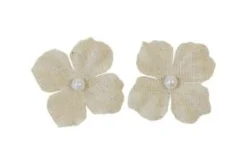 FLEUR EN TOILE AVEC PERLE X12 PIECES