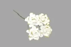 FLEUR PAPIER BLANCHE CONTOUR PAILLETE X12 PIECES OR
