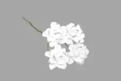 FLEUR PAPIER BLANCHE CONTOUR PAILLETE X12 PIECES ARGENT