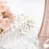 FLEUR PAPIER BLANCHE CONTOUR PAILLETE X12 PIECES ROSE GOLD