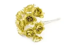 FLEUR PAPIER PAILLETEE X12 PIECES OR