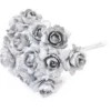 FLEUR PAPIER PAILLETEE X12 PIECES ARGENT