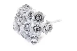 FLEUR PAPIER PAILLETEE X12 PIECES ARGENT