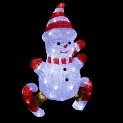 FORME ACRYLIQUE EXTERIEUR BONHOMME NEIGE PATIN 60LEDS H.50CM