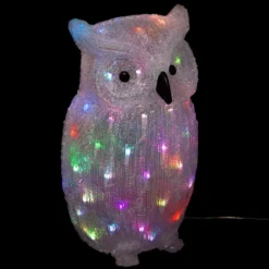 FORME ACRYLIQUE EXTERIEUR HIBOU 60LEDS COULEUR H.47CM