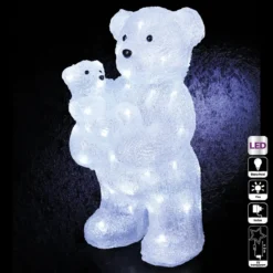 FORME ACRYLIQUE EXTERIEUR MAMAN ET BEBE OURS 56LEDS H.44CM