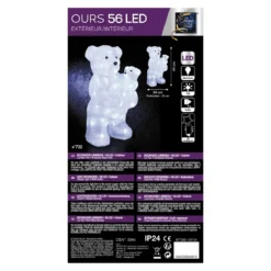 FORME ACRYLIQUE EXTERIEUR MAMAN ET BEBE OURS 56LEDS H.44CM